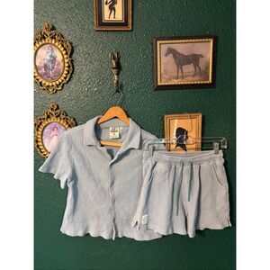 Bearded Goat Blue Kona Matching Waffle Set Sz Small